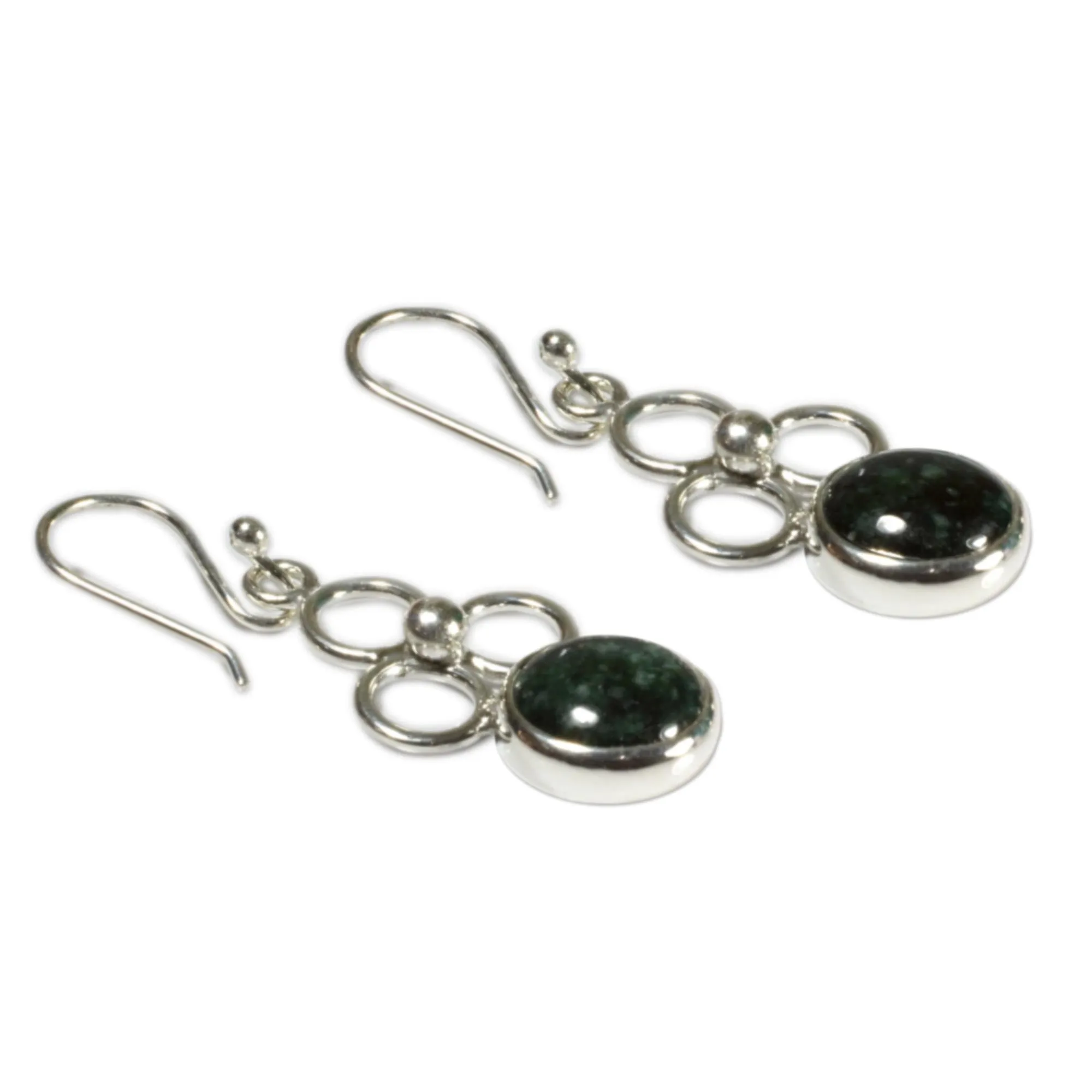 Handcrafted Women's Sterling Silver Dangle Jade Earrings - Trinity of Faith | NOVICA