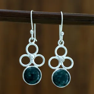 Handcrafted Women's Sterling Silver Dangle Jade Earrings - Trinity of Faith | NOVICA