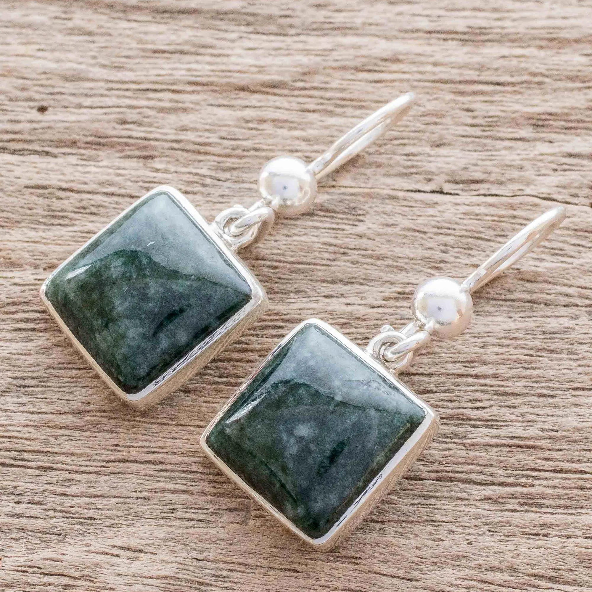 Handmade Sterling Silver Jade Dangle Earrings - Love's Riches | NOVICA