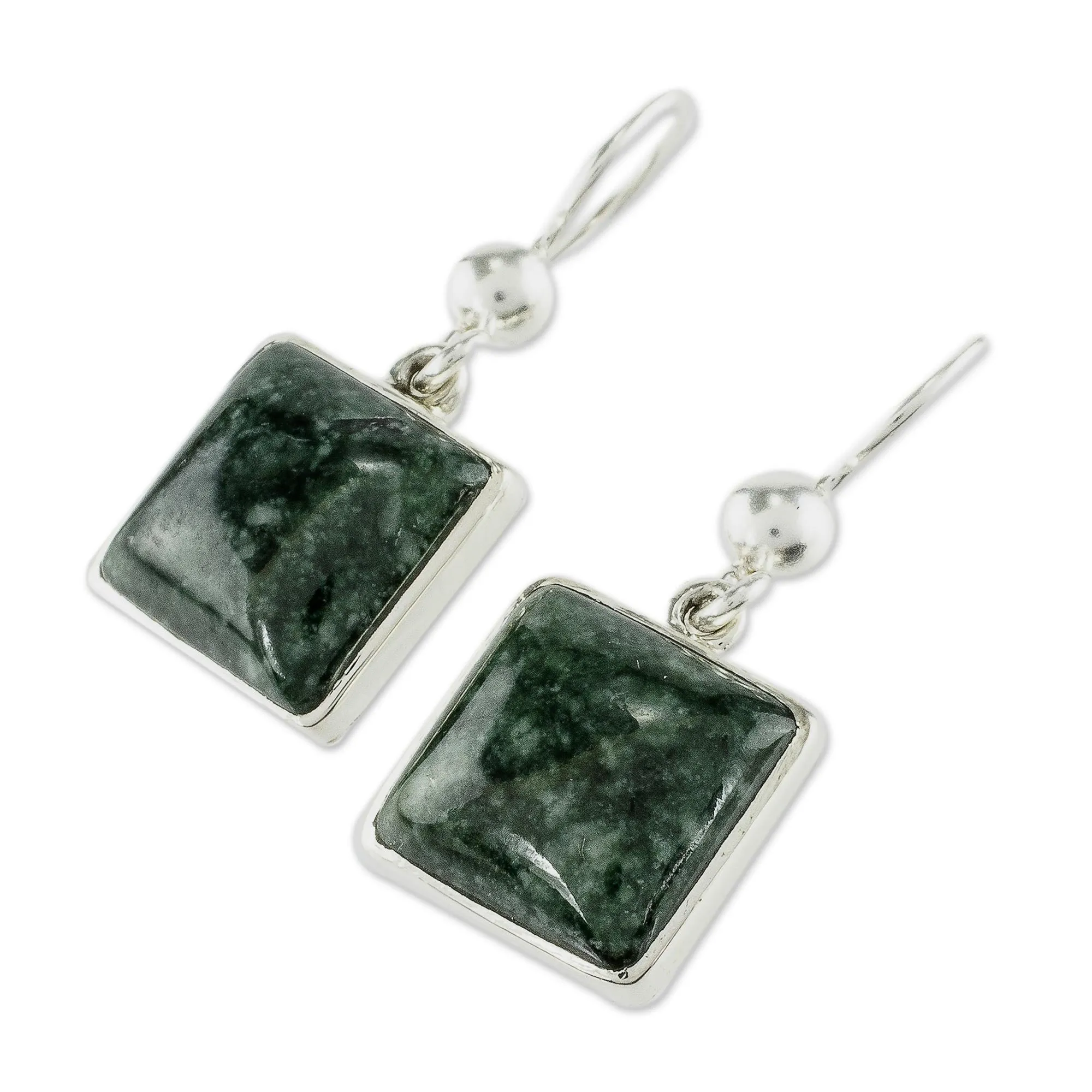 Handmade Sterling Silver Jade Dangle Earrings - Love's Riches | NOVICA