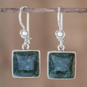 Handmade Sterling Silver Jade Dangle Earrings - Love's Riches | NOVICA