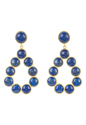 Hatun Gemstone Statement Earrings Gold Lapis Lazuli