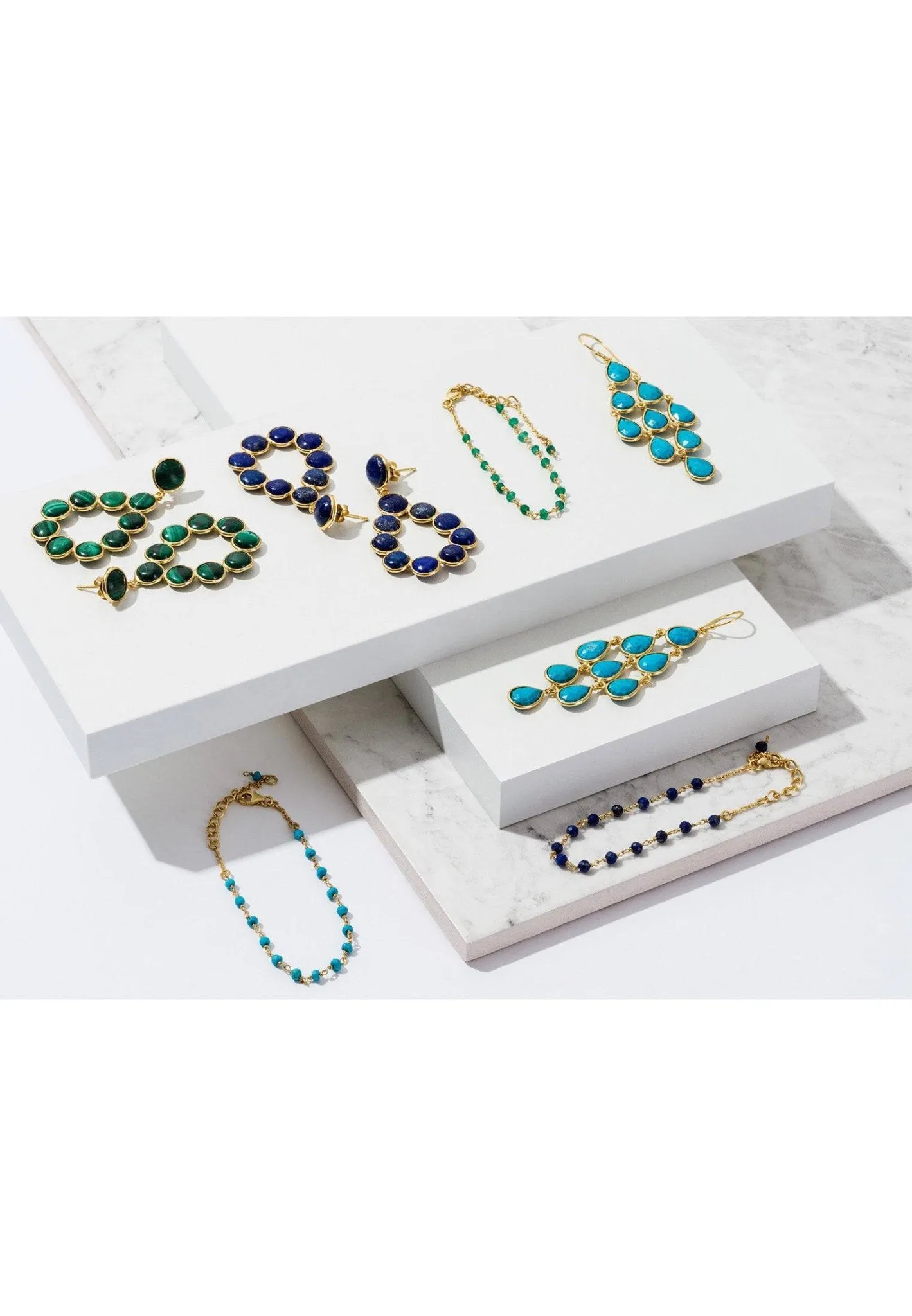 Hatun Gemstone Statement Earrings Gold Lapis Lazuli