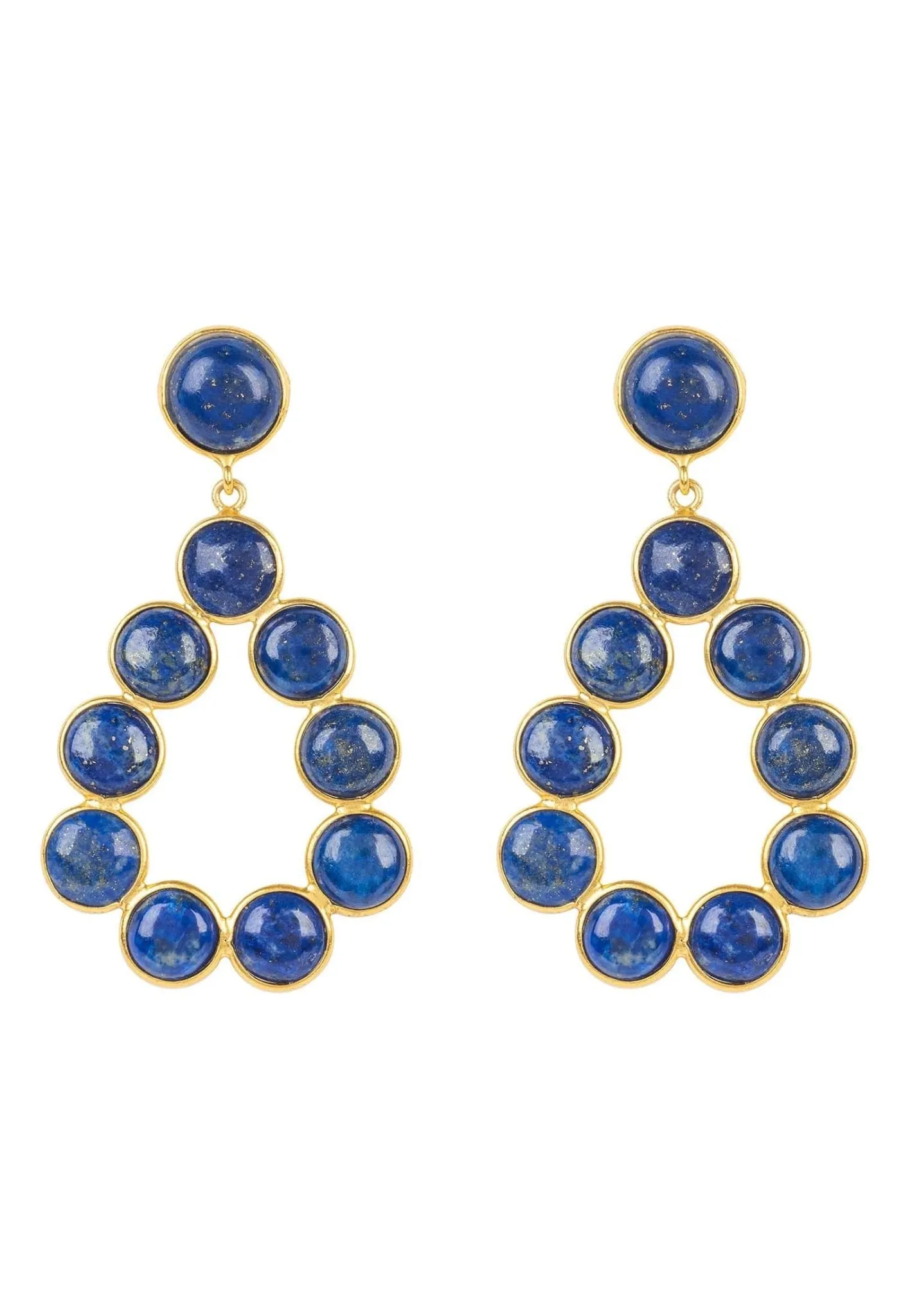 Hatun Gemstone Statement Earrings Gold Lapis Lazuli