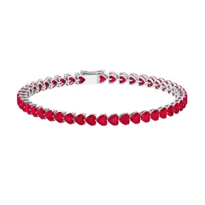 Heart Shape Lab Grown Ruby Tennis Bracelet