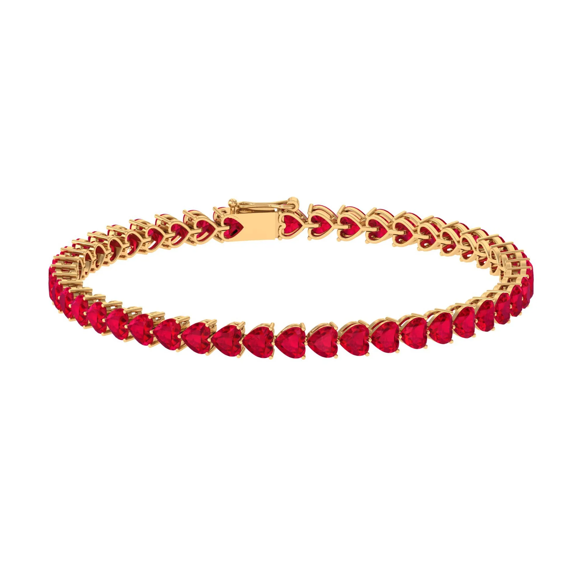 Heart Shape Lab Grown Ruby Tennis Bracelet
