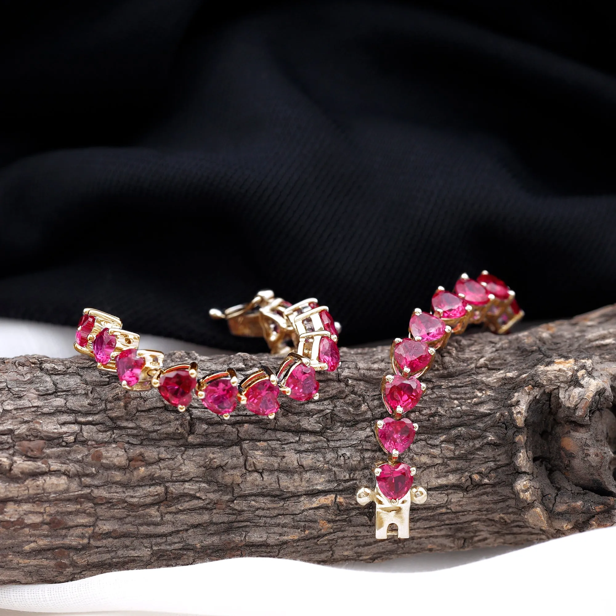 Heart Shape Lab Grown Ruby Tennis Bracelet