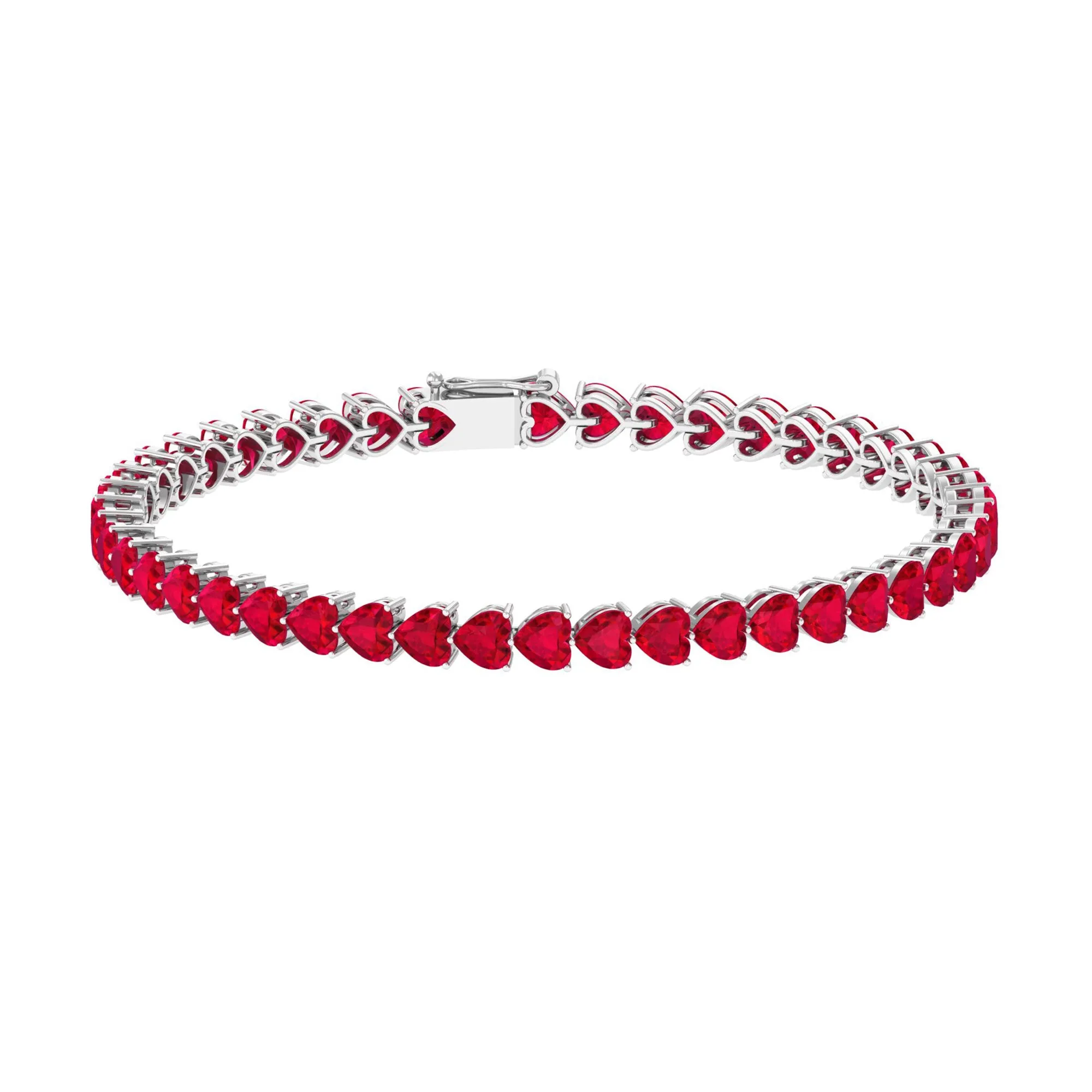 Heart Shape Lab Grown Ruby Tennis Bracelet