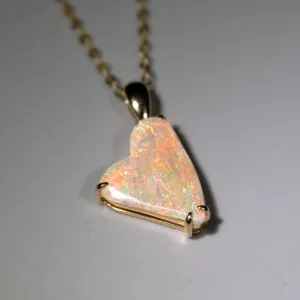 Heart Shaped Semi-Black Opal Necklace 18K Yellow Gold
