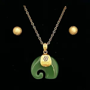 JADE DECOR ELEPHANT PENDANT ONLY - FREE CHAIN & EARRINGS
