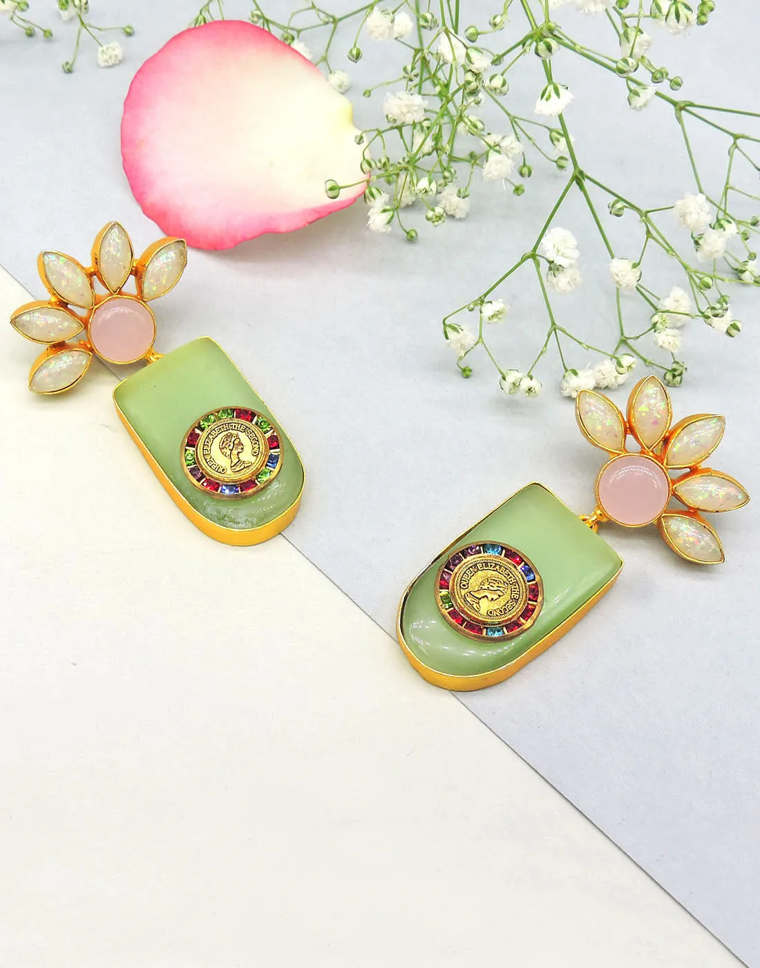 Jade Flower Earrings
