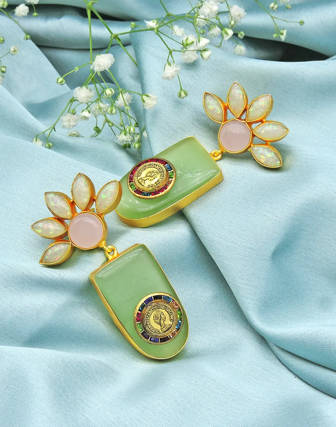 Jade Flower Earrings