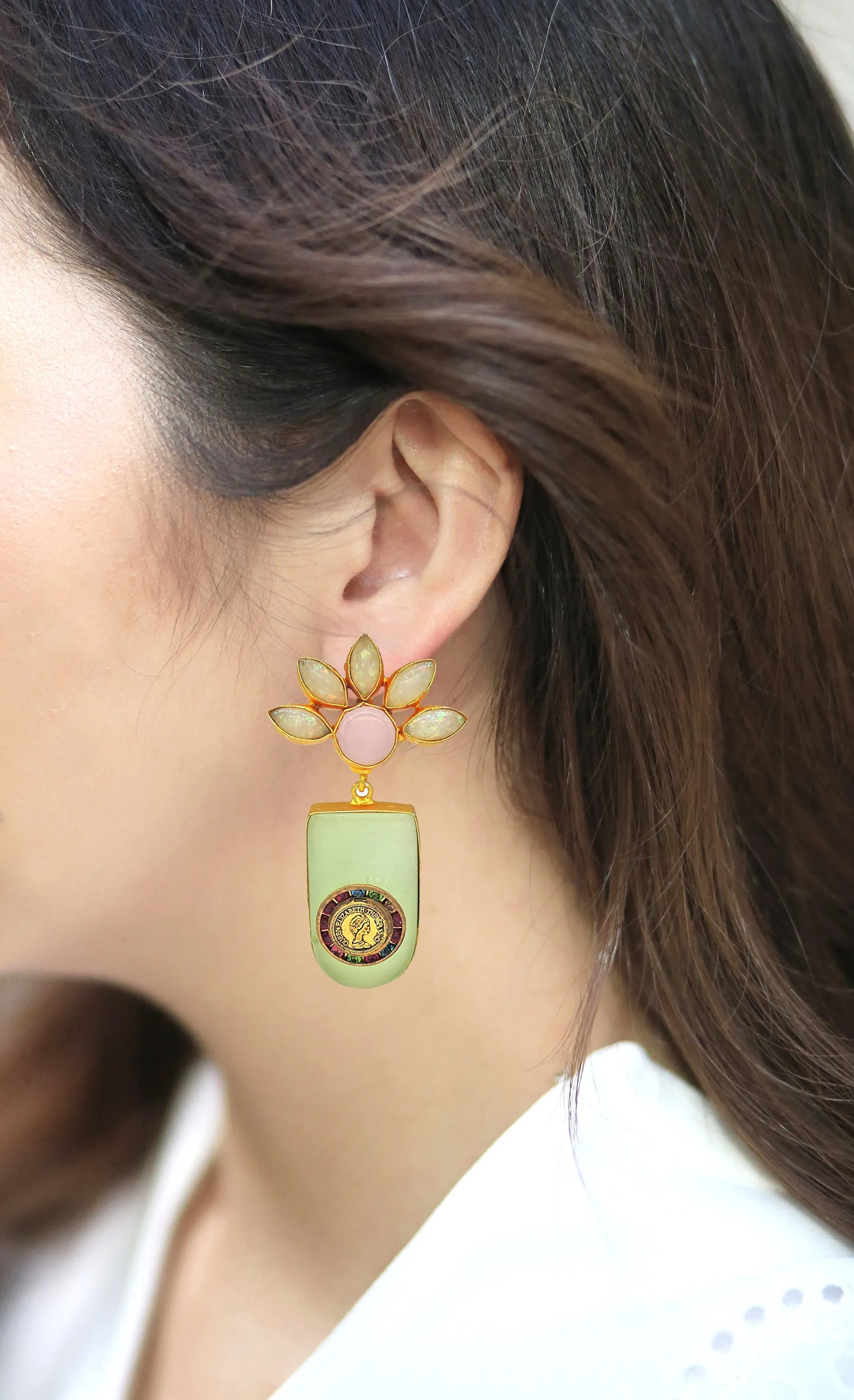 Jade Flower Earrings