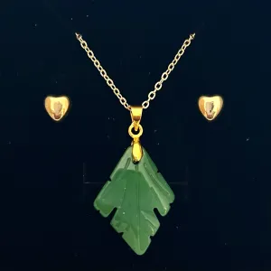 JADE LEAF PENDANT ONLY - FREE CHAIN & EARRINGS