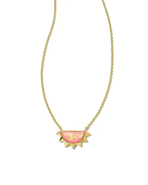 Kendra Scott - Sienna Half Sun Pendant - Gold Bright Pink Opal