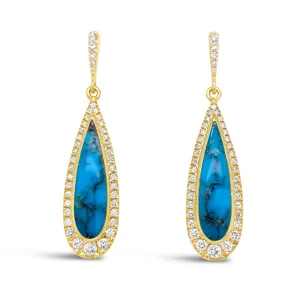 Kingman Turquoise & Diamond Drop Earrings