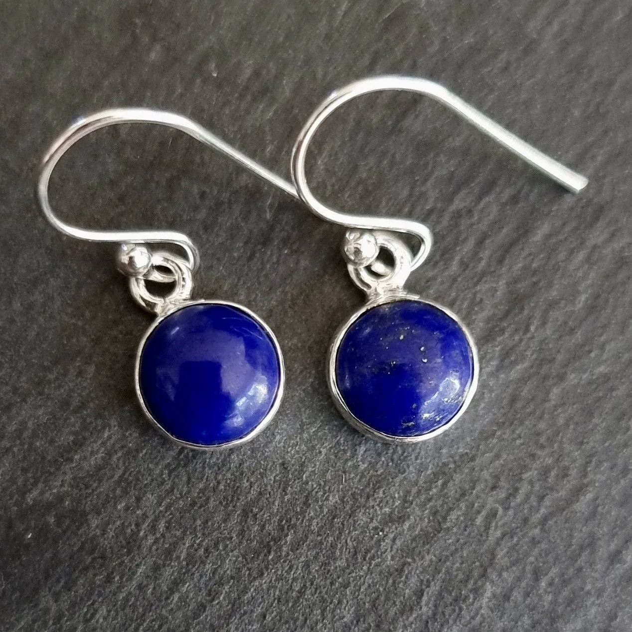 Lapis Lazuli Round 8mm 925 Silver Earrings, E13LL