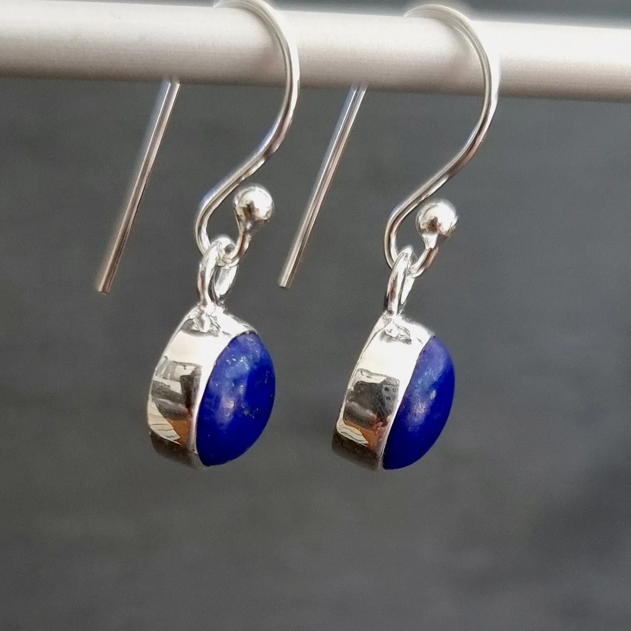 Lapis Lazuli Round 8mm 925 Silver Earrings, E13LL