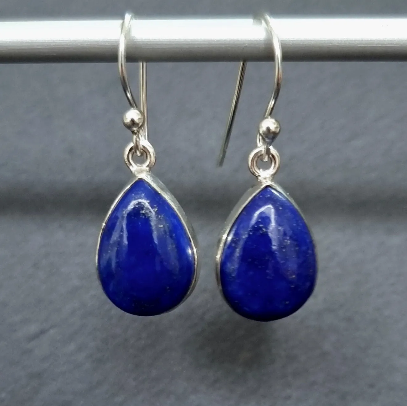 Lapis Lazuli Teardrop 14mm x 10mm 925 Silver Earrings, E11LL