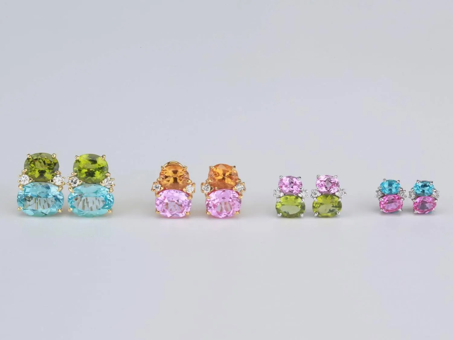 Large GUM DROP™ Earrings with Pink Topaz and Cabochon Citrine and Diamonds