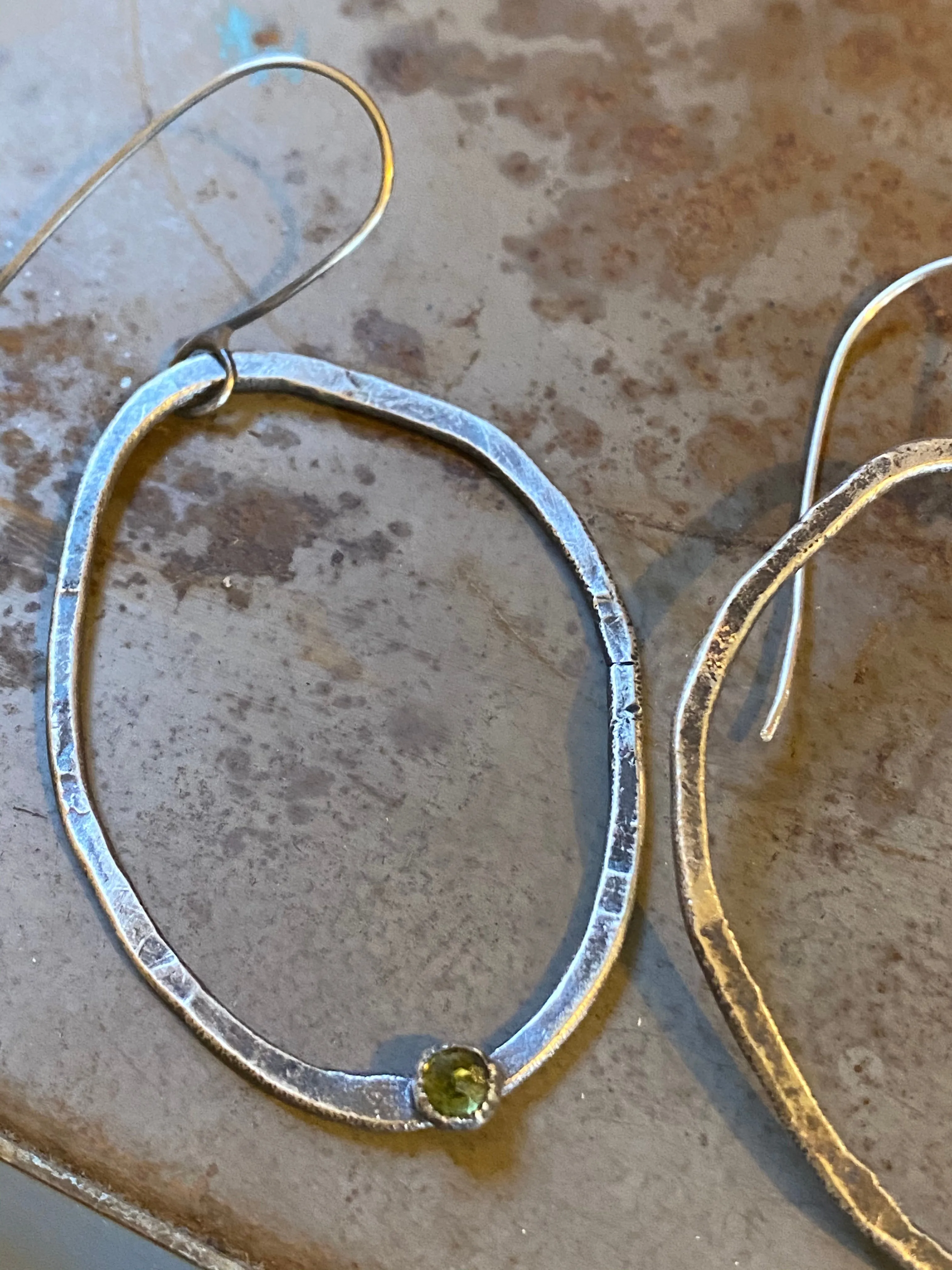 Large Off Round Earrings with Peridot