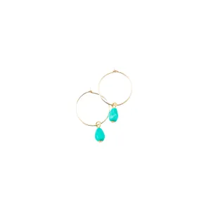 Little Turquoise Bead Hoop Earrings