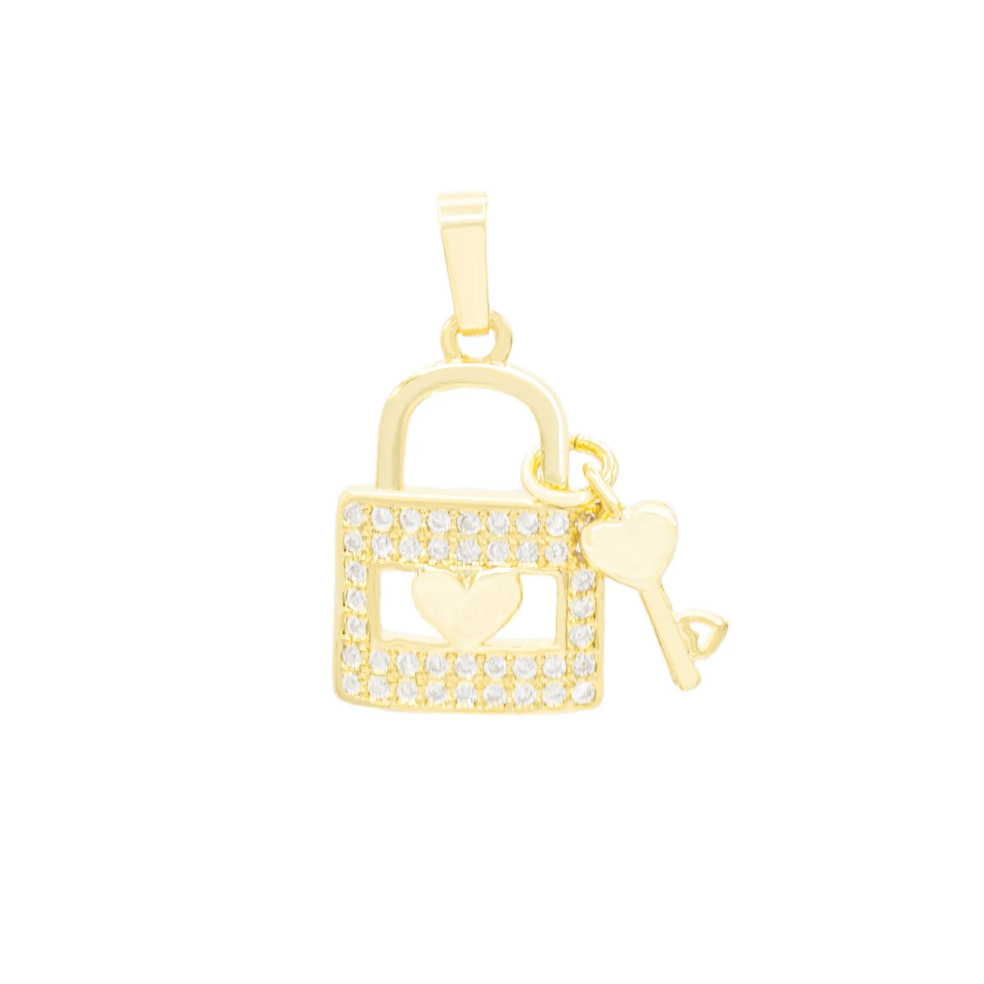 Lock CZ Pendant 14K Anklet Bracelet Gold Filled Cubic Zirconia Charm Rope Foot Set 10" WomenJewelry