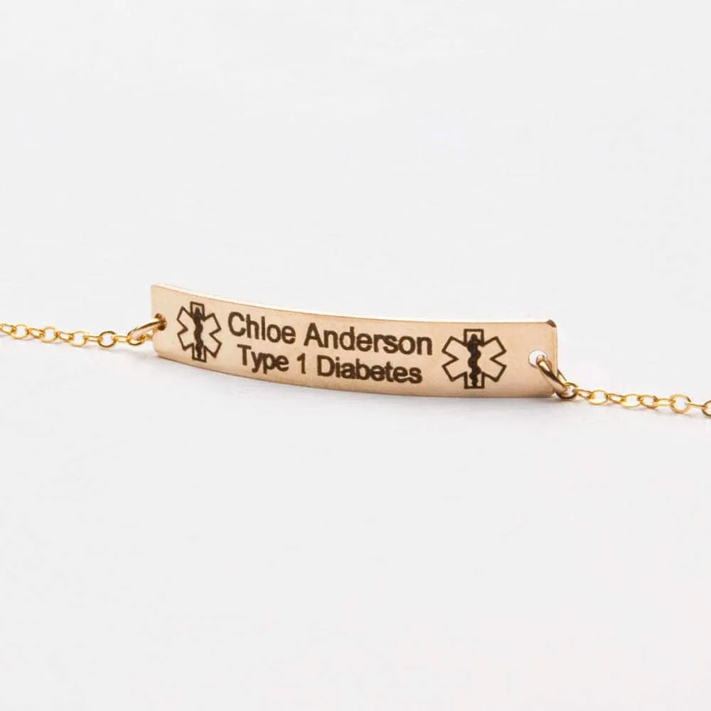 Medical Alert Rectangle Bar Bracelet - CG289N_1.5X0.25. Starts at