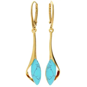 MILENA Drop Earrings Silver Gold Plated and Turquoise