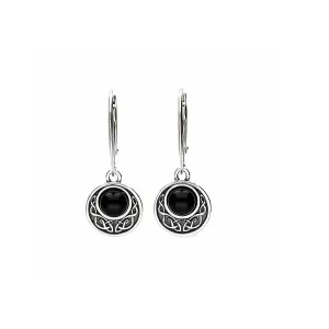 MILENA earrings Drop Silver and Onyx Celtic