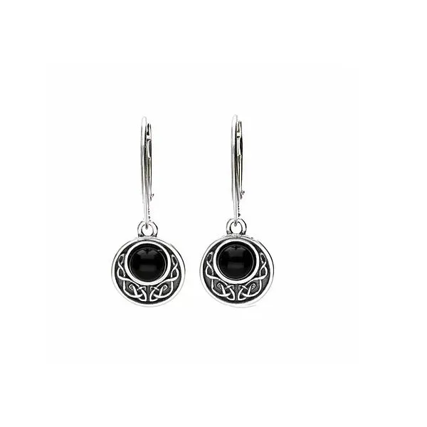 MILENA earrings Drop Silver and Onyx Celtic