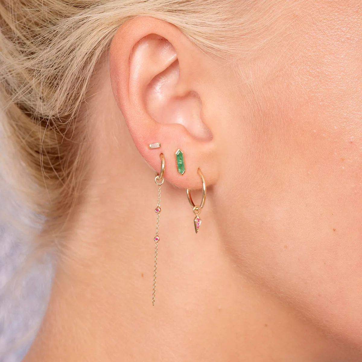 Mini Claw Baguette Turquoise Stud Earring, Butterfly Back - 9ct Yellow Gold - ST-C-BAG-MI-TUR