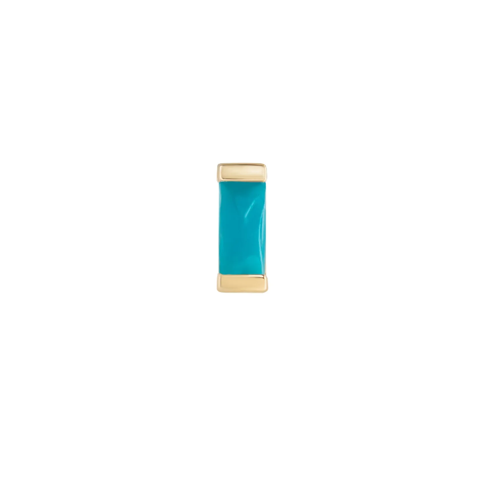 Mini Claw Baguette Turquoise Stud Earring, Butterfly Back - 9ct Yellow Gold - ST-C-BAG-MI-TUR