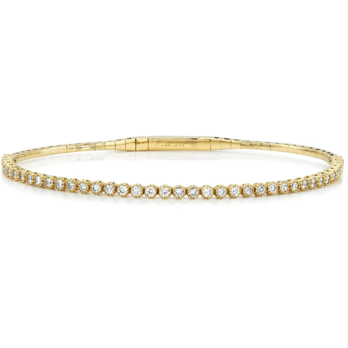 Mini Filigree Set Diamond & Gold Bead Flexible Bangle
