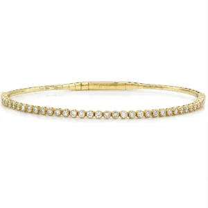 Mini Filigree Set Diamond & Gold Bead Flexible Bangle