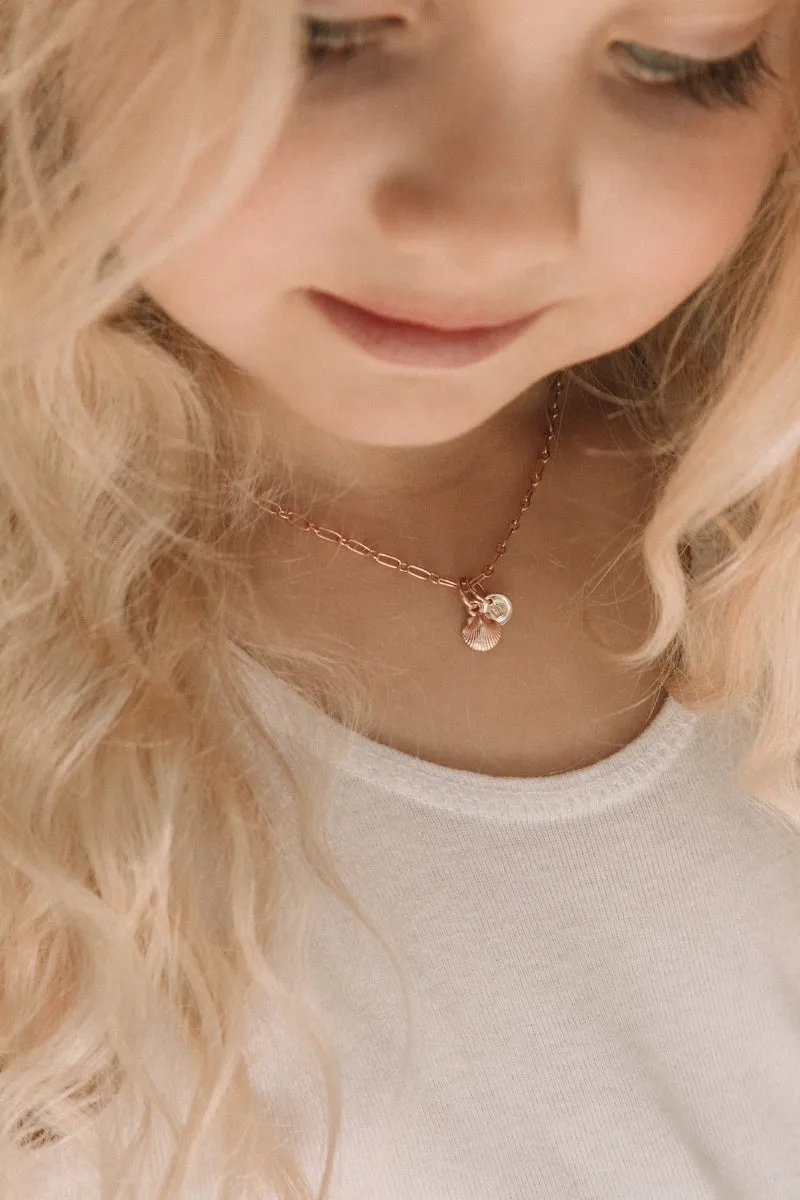 Mini Mermaid Shell Pendant - Rose Gold