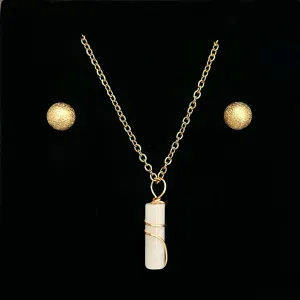 MINI WHITE JADE CYLINDER PENDANT ONLY - FREE CHAIN & EARRINGS