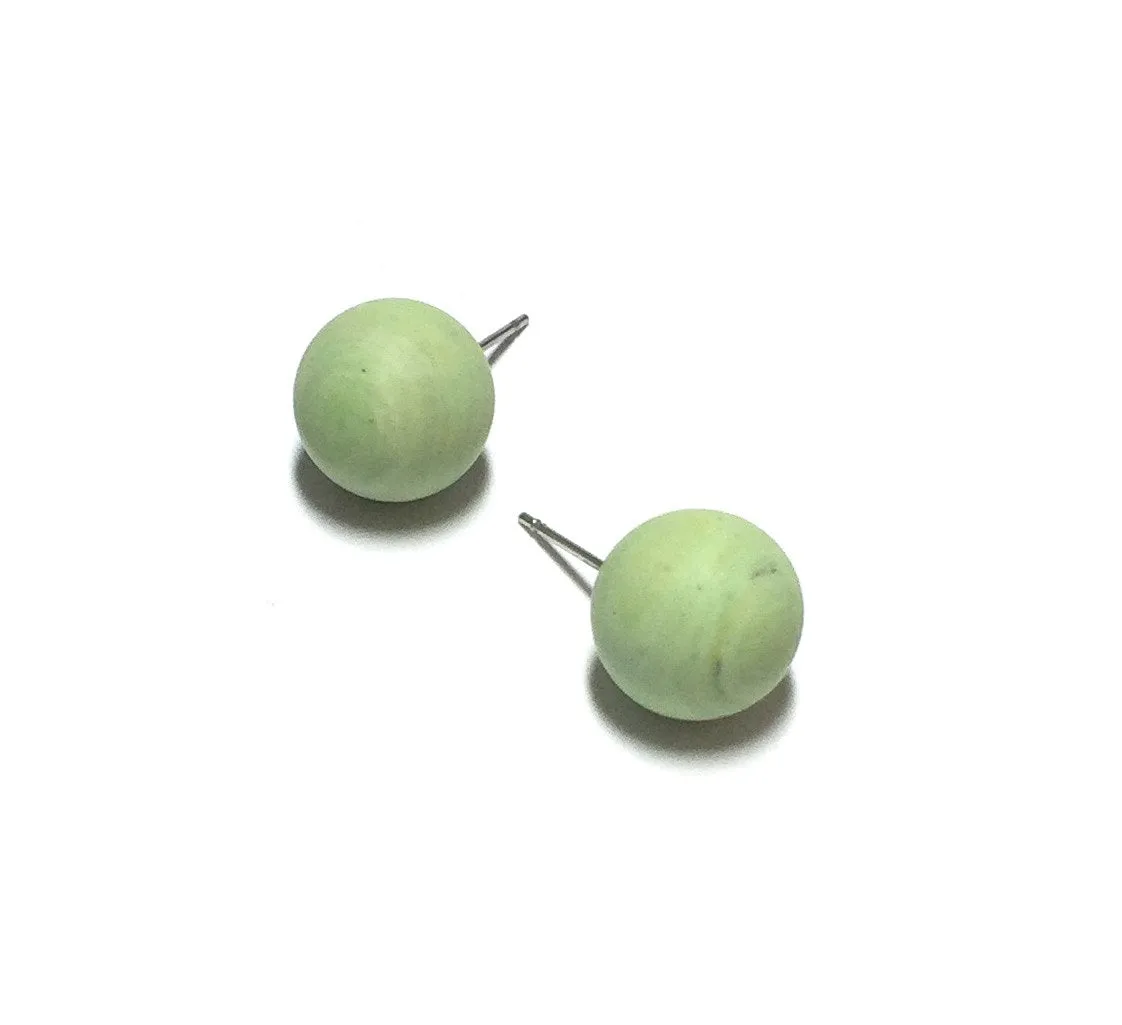 Mint Green Marbled Matte Ball Stud Earrings