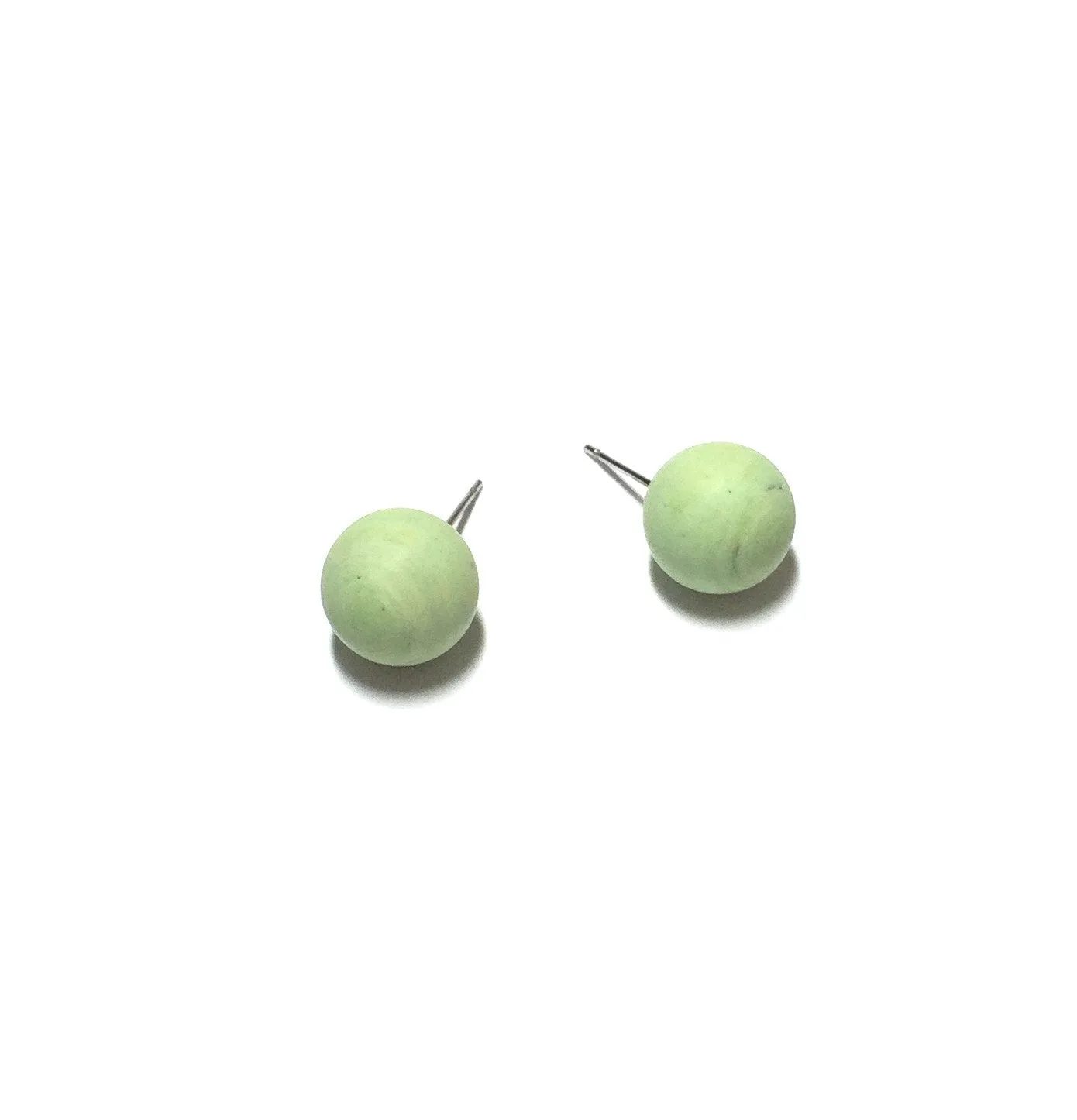 Mint Green Marbled Matte Ball Stud Earrings