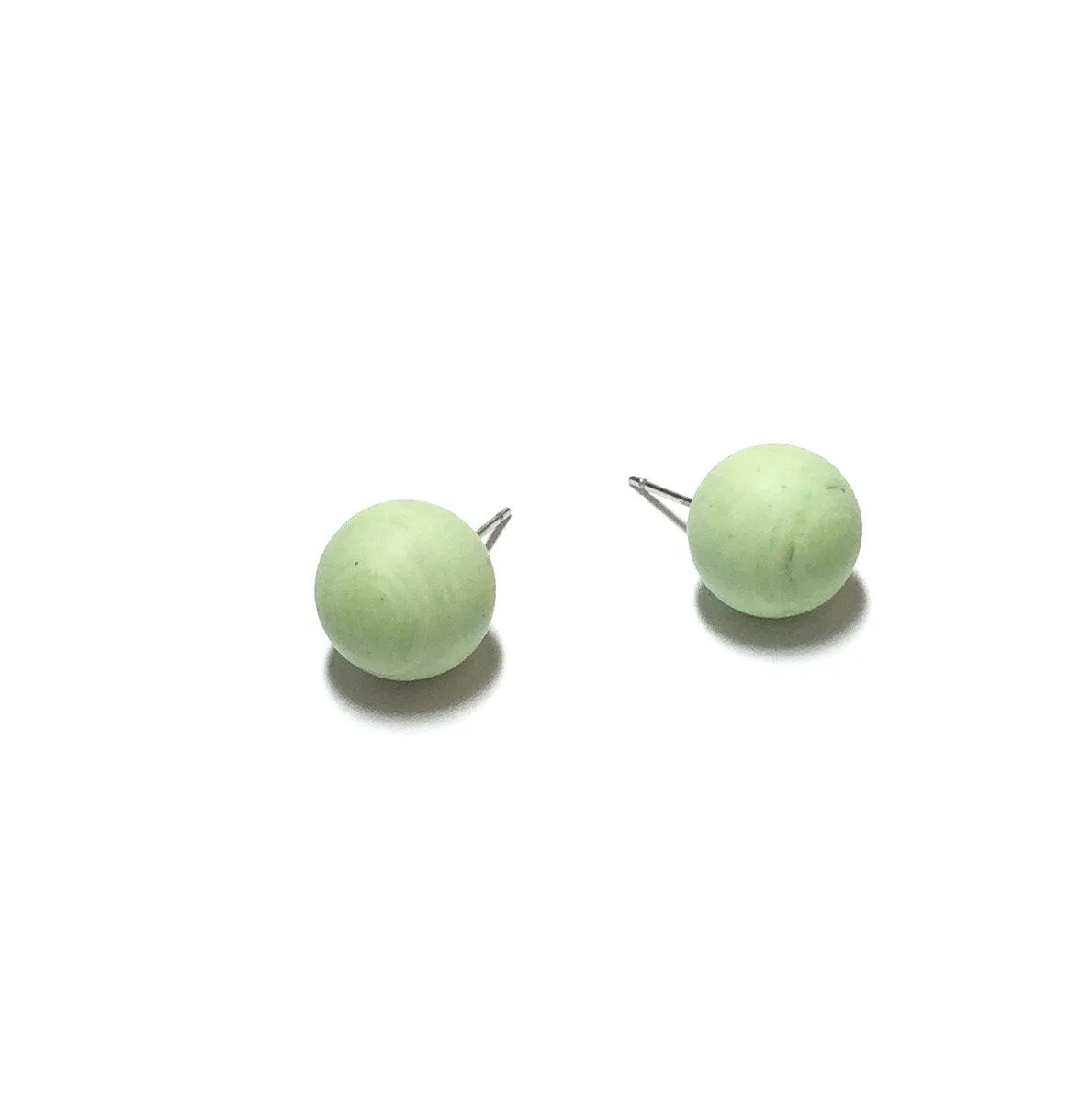 Mint Green Marbled Matte Ball Stud Earrings