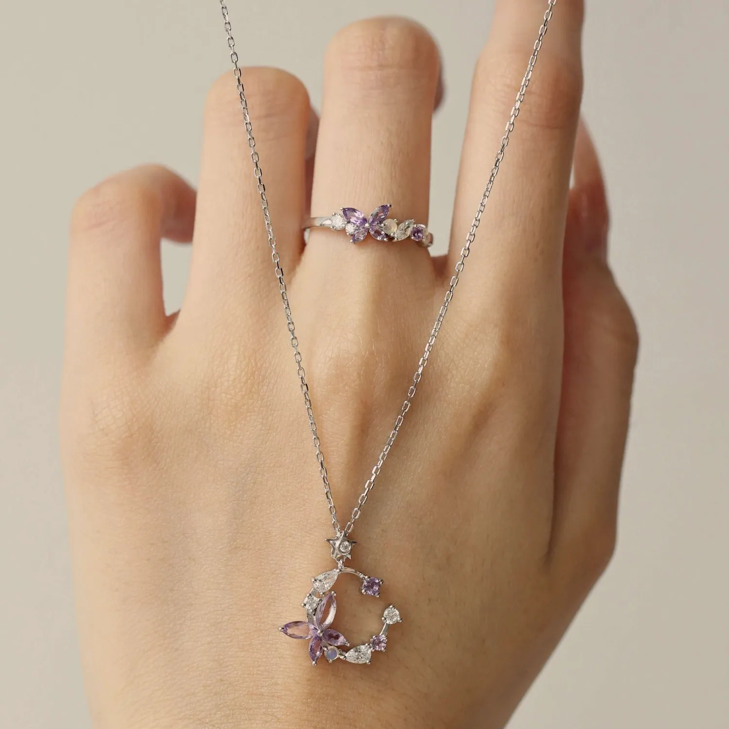 Monarch Butterfly Amethyst Opal Ring