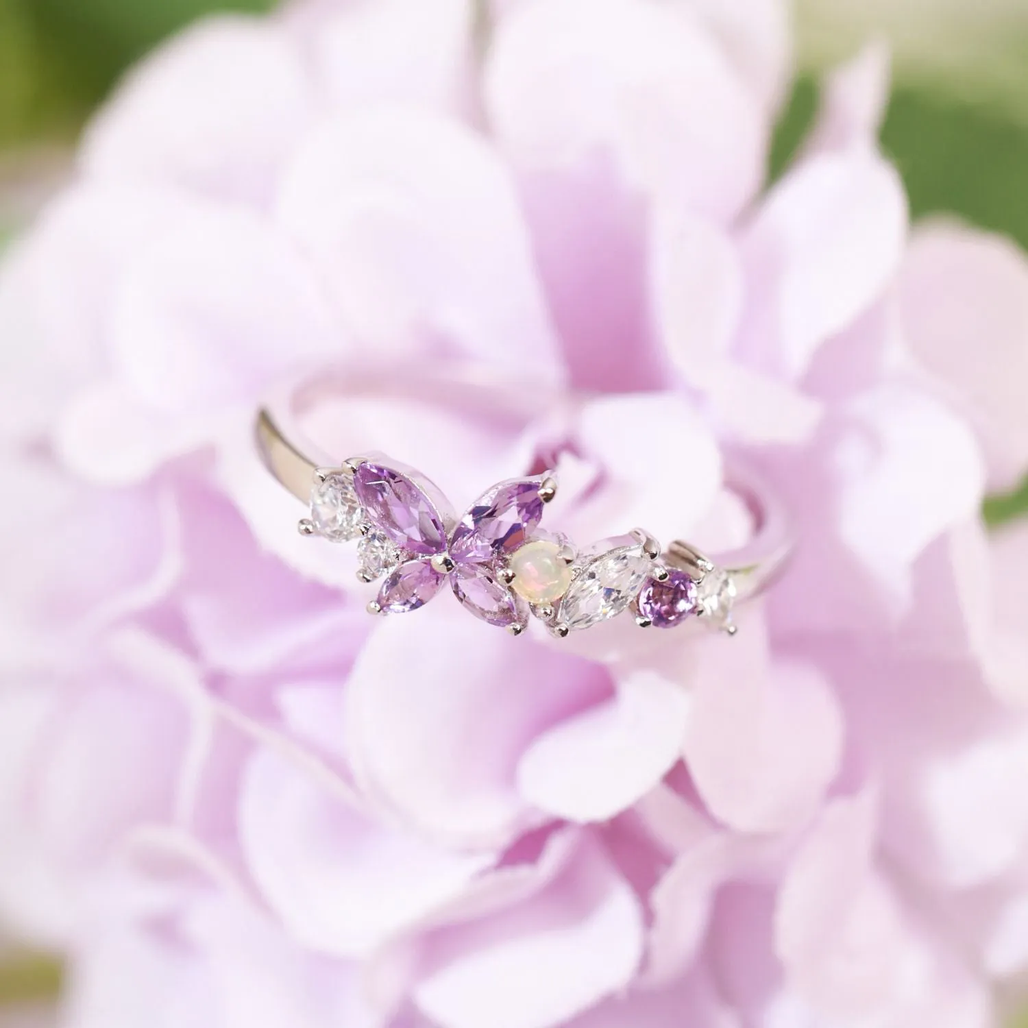 Monarch Butterfly Amethyst Opal Ring