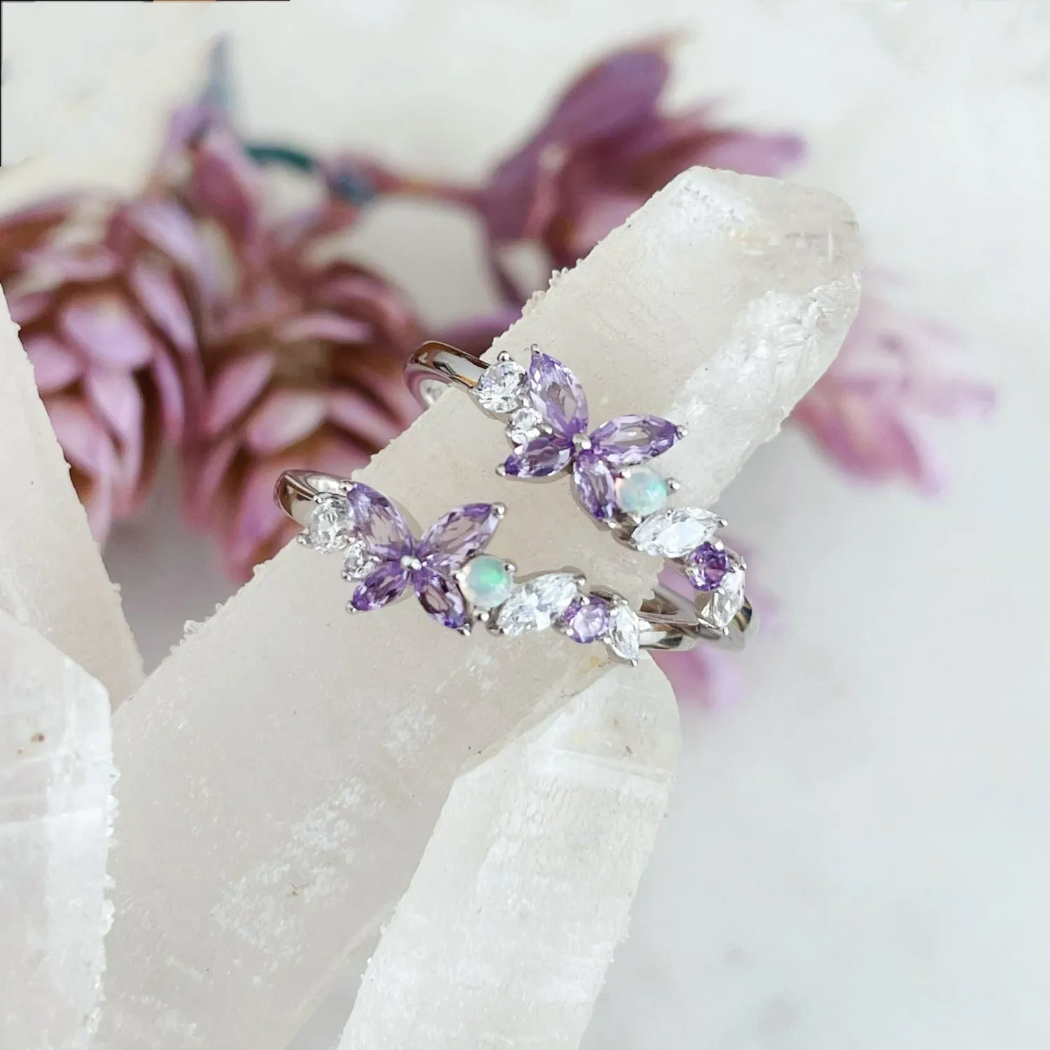 Monarch Butterfly Amethyst Opal Ring