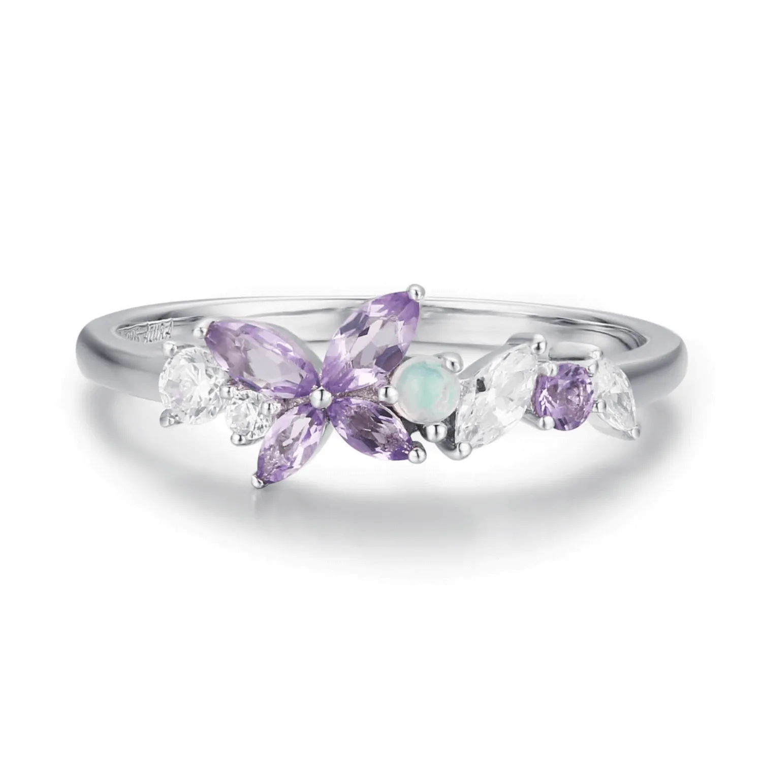 Monarch Butterfly Amethyst Opal Ring