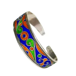 Moroccan Enameled Sterling Silver bangle for her, BC00240