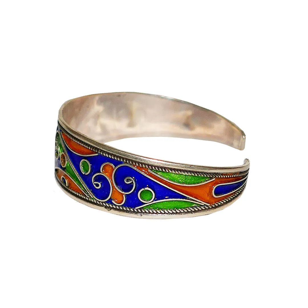 Moroccan Enameled Sterling Silver bangle for her, BC00240