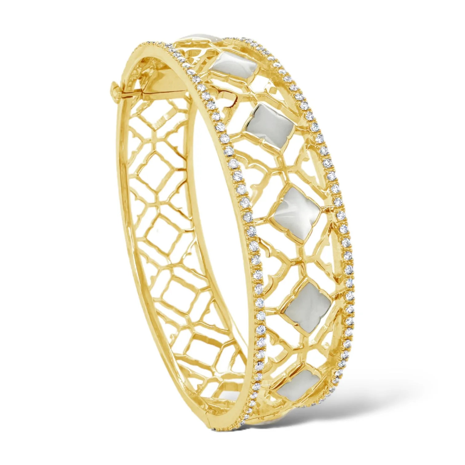 Mother of Pearl & Diamond Lattice Bracelet