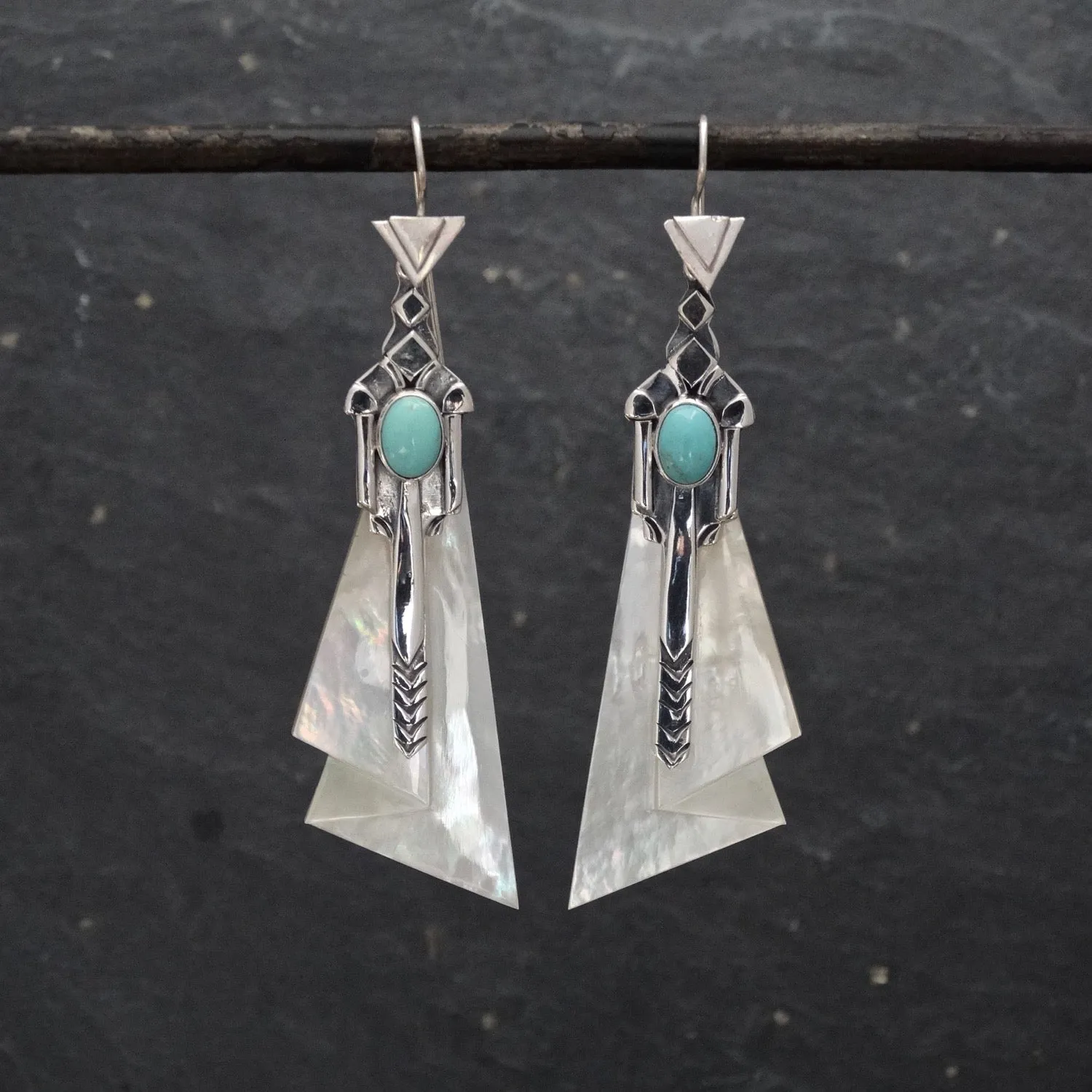 Mother of Pearl Art Deco Earrings