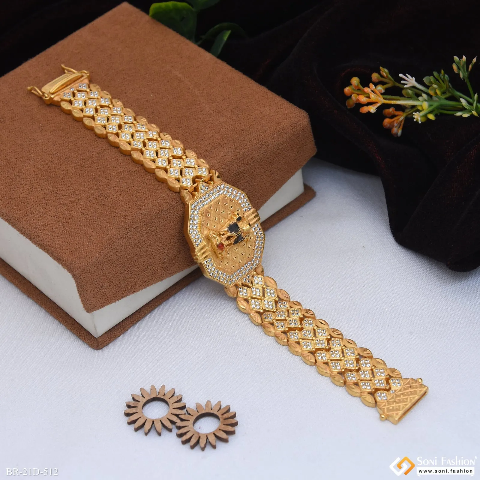 Mudra Popular Design Gold Plated Bracelet for Men - Style D512