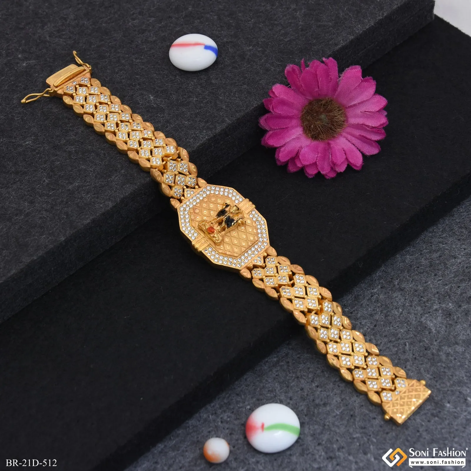 Mudra Popular Design Gold Plated Bracelet for Men - Style D512